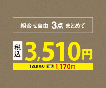 組み合わせ自由、3点まとめて3,510円（税込）